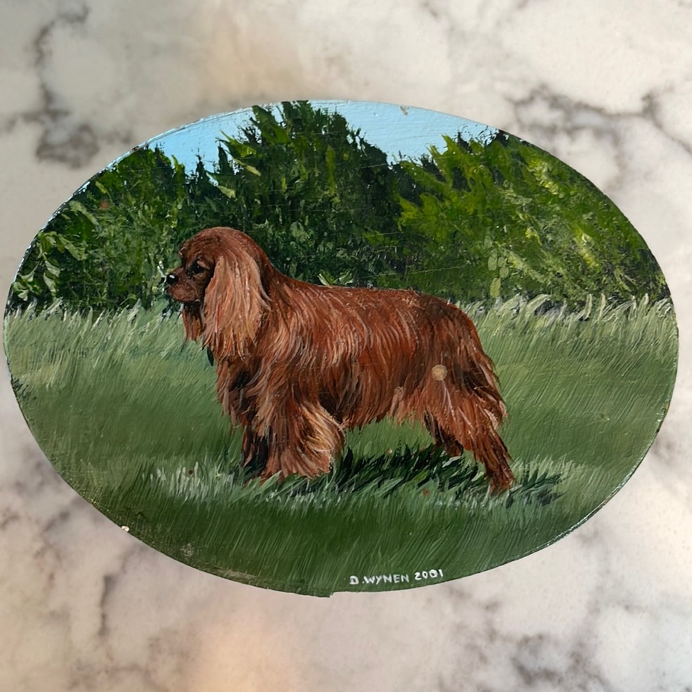 Cute bentwood box with Ruby cavalier